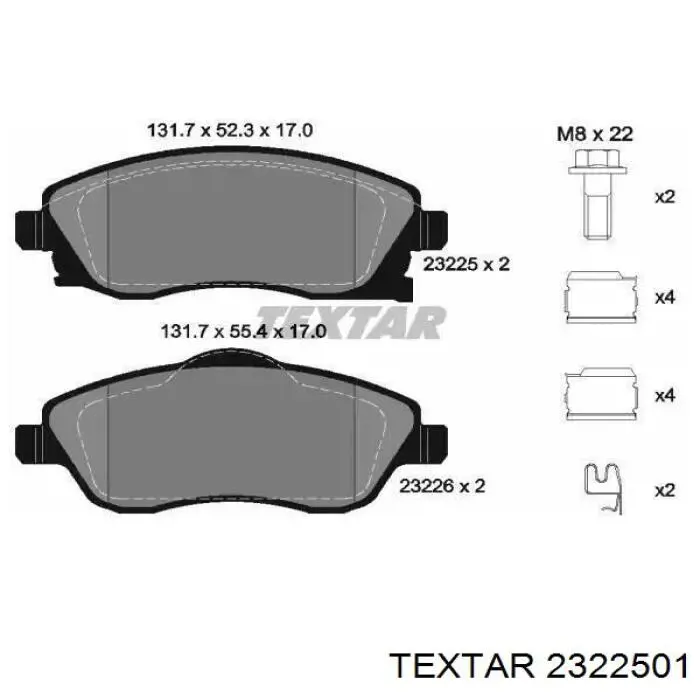 Sapatas do freio dianteiras de disco Textar 2322501 preço, a partir de 23,03 USD
