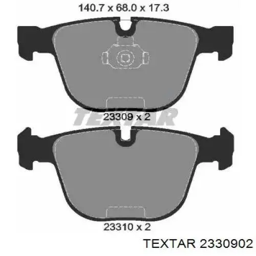 Sapatas do freio traseiras de disco Textar 2330902 preço, a partir de 34,66 USD