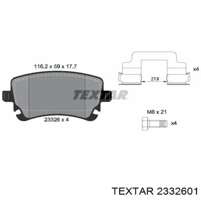 Compre 2332601 Textar Sapatas do freio traseiras de disco