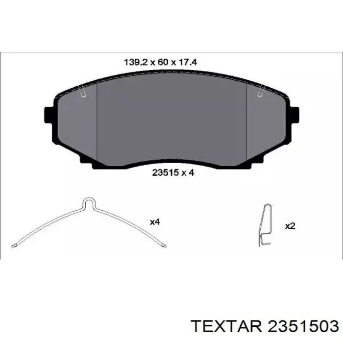 2351503 Textar Sapatas do freio dianteiras de disco