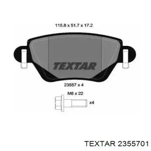 Sapatas do freio traseiras de disco Textar 2355701 preço, a partir de 56,52 USD
