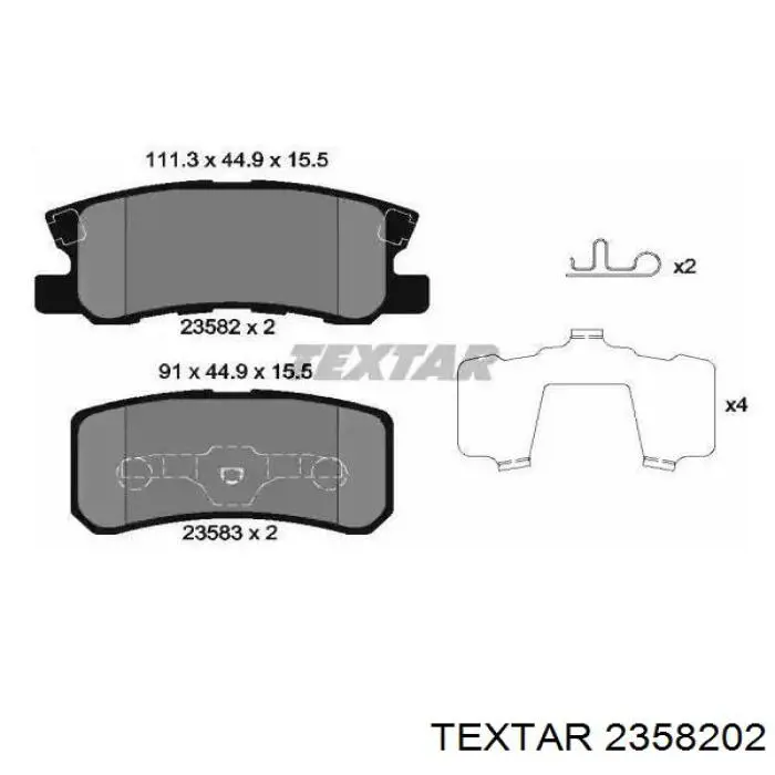 Sapatas do freio traseiras de disco Textar 2358202 preço, a partir de 27,09 USD