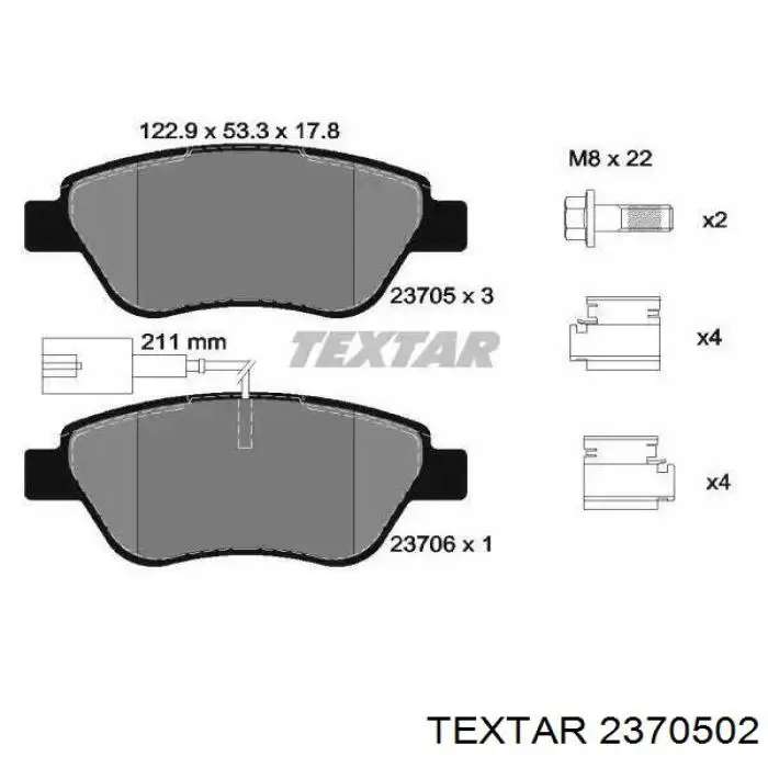 Sapatas do freio dianteiras de disco Textar 2370502 preço, a partir de 31,28 USD