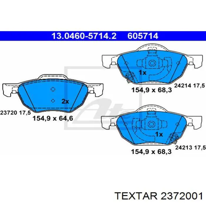 Compre 2372001 Textar Sapatas do freio dianteiras de disco