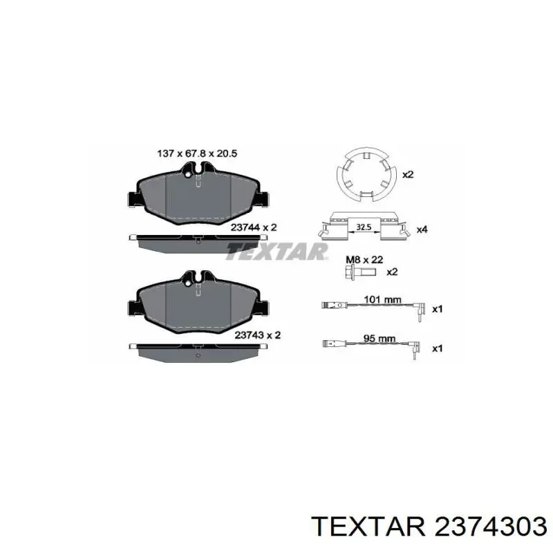 Compre 2374303 Textar Sapatas do freio dianteiras de disco
