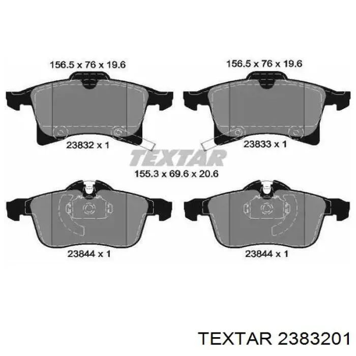 Sapatas do freio dianteiras de disco Textar 2383201 preço, a partir de 28,43 USD