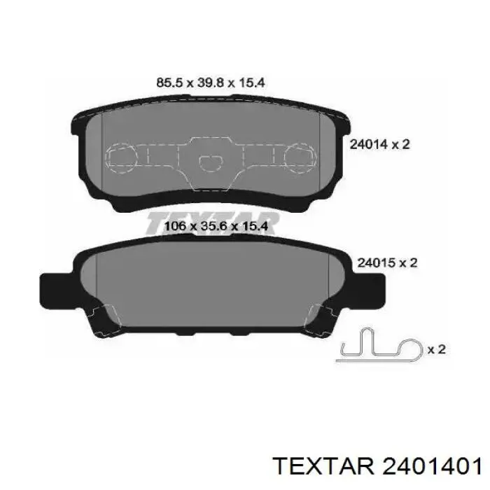 Sapatas do freio traseiras de disco Textar 2401401 preço, a partir de 27,29 USD