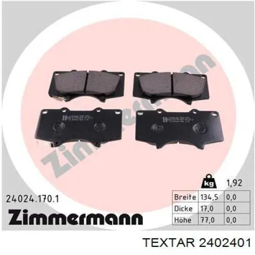 Compre 2402401 Textar Sapatas do freio dianteiras de disco