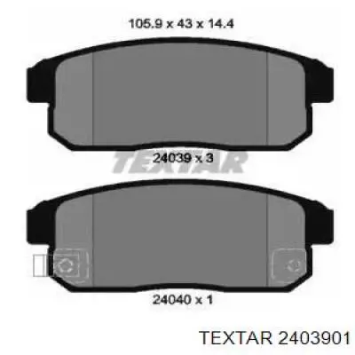 Sapatas do freio traseiras de disco Textar 2403901 preço, a partir de 31,88 USD