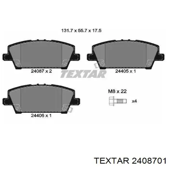 Sapatas do freio dianteiras de disco Textar 2408701 preço, a partir de 34,39 USD