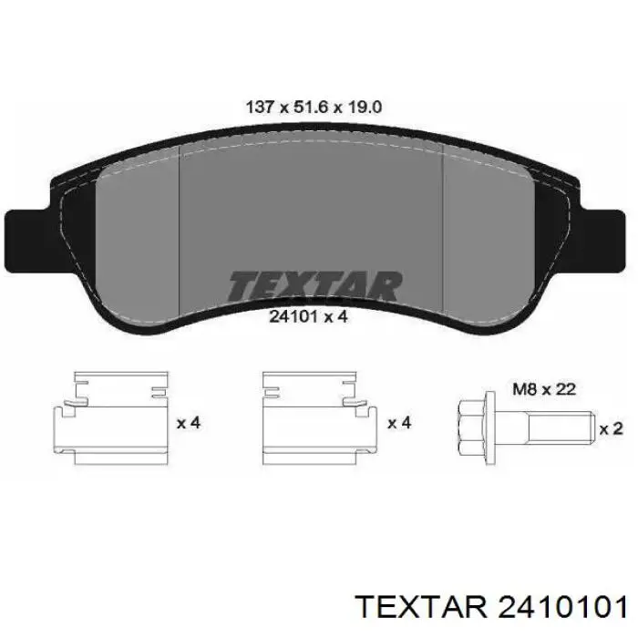 Sapatas do freio dianteiras de disco Textar 2410101 preço, a partir de 24,42 USD