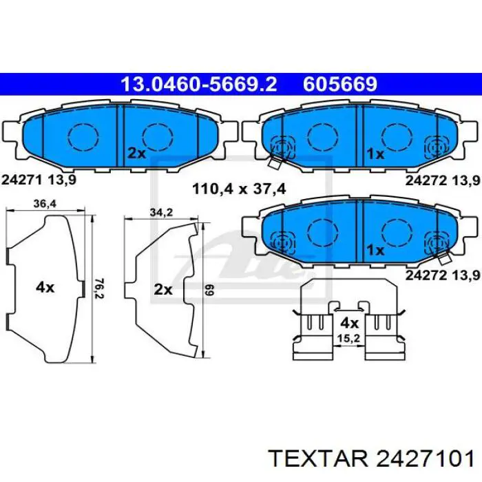 Compre 2427101 Textar Sapatas do freio traseiras de disco