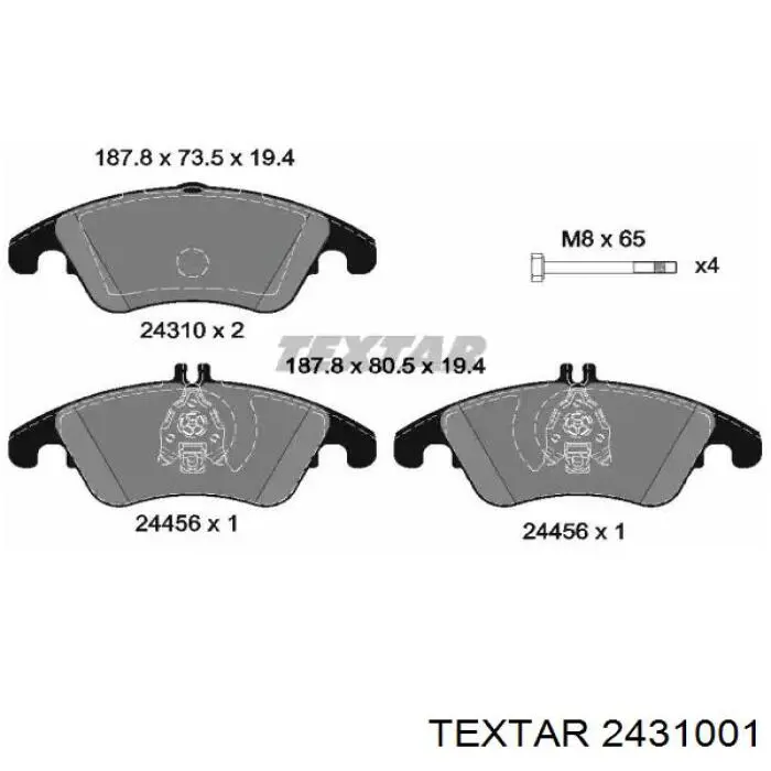 Sapatas do freio dianteiras de disco Textar 2431001 preço, a partir de 43,32 USD