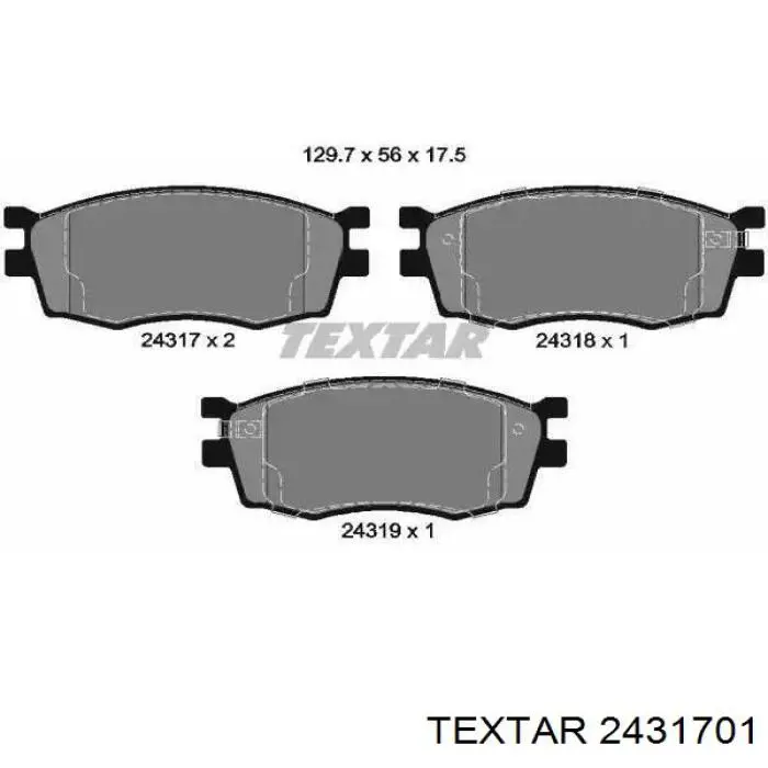 Sapatas do freio dianteiras de disco Textar 2431701 preço, a partir de 29,49 USD