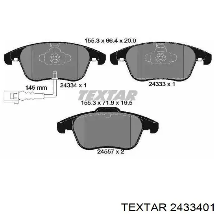 Sapatas do freio dianteiras de disco Textar 2433401 preço, a partir de 38,57 USD