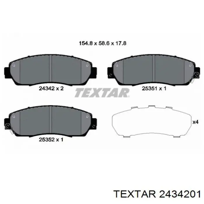 Compre 2434201 Textar Sapatas do freio dianteiras de disco