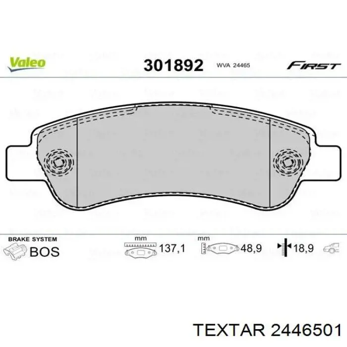 Compre 2446501 Textar Sapatas do freio traseiras de disco