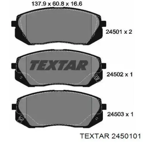 Sapatas do freio dianteiras de disco Textar 2450101 preço, a partir de 45,97 USD