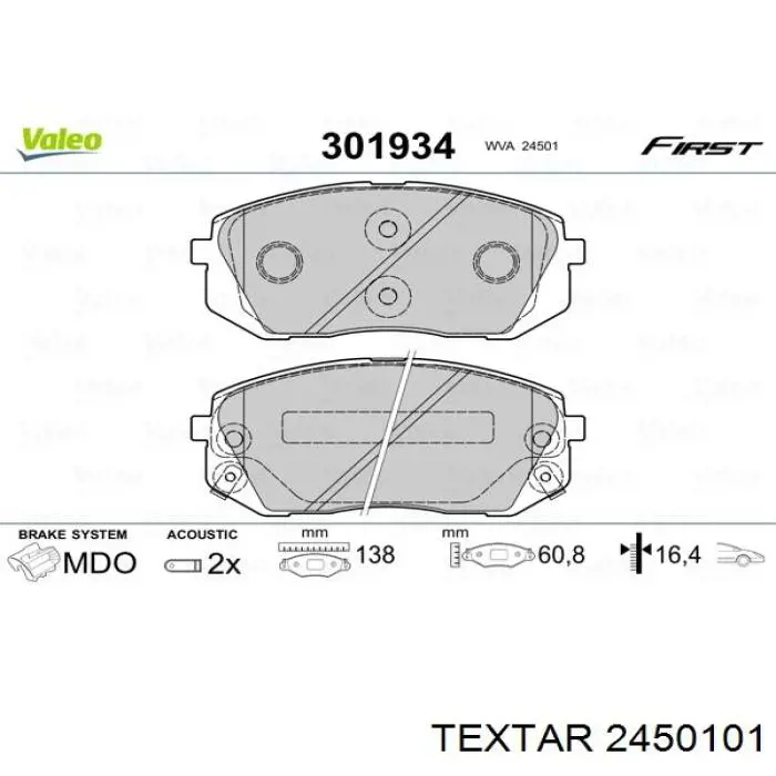 Compre 2450101 Textar Sapatas do freio dianteiras de disco