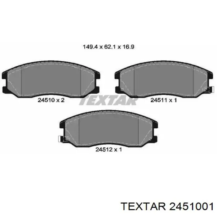 Sapatas do freio dianteiras de disco Textar 2451001 preço, a partir de 36,12 USD