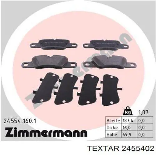 Compre 2455402 Textar Sapatas do freio traseiras de disco
