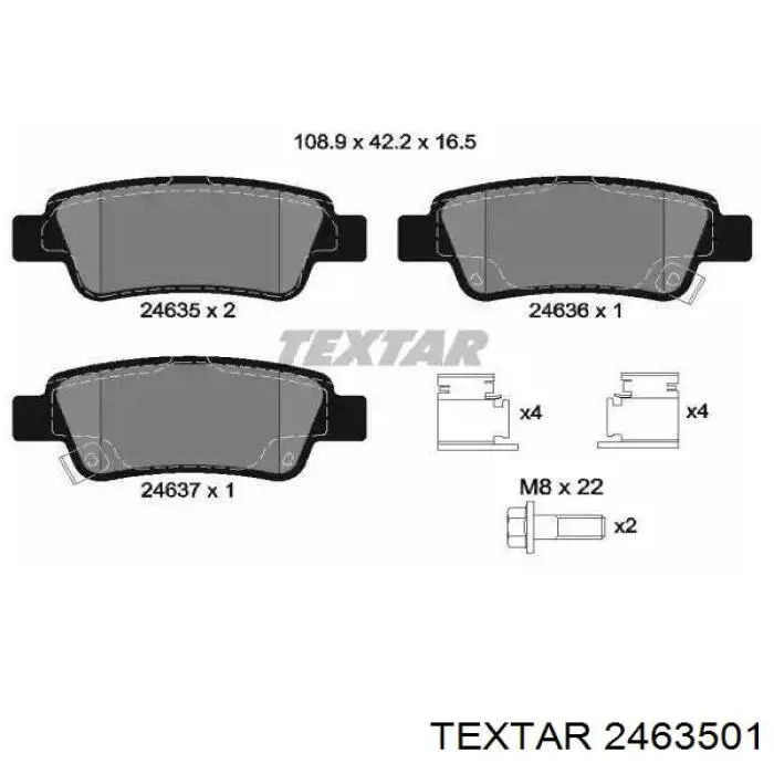 Sapatas do freio traseiras de disco Textar 2463501 preço, a partir de 32,83 USD