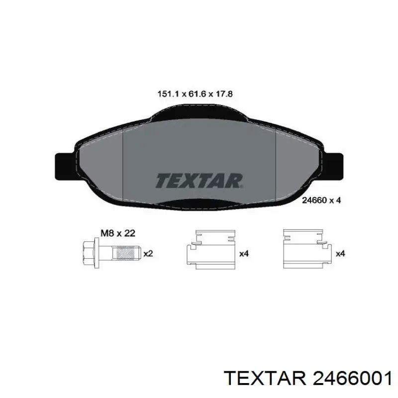 Compre 2466001 Textar Sapatas do freio dianteiras de disco
