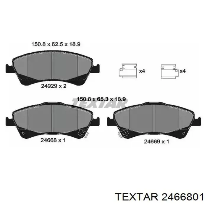 Sapatas do freio dianteiras de disco Textar 2466801 preço, a partir de 39,87 USD