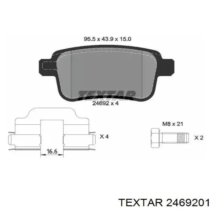 Sapatas do freio traseiras de disco Textar 2469201 preço, a partir de 23,08 USD