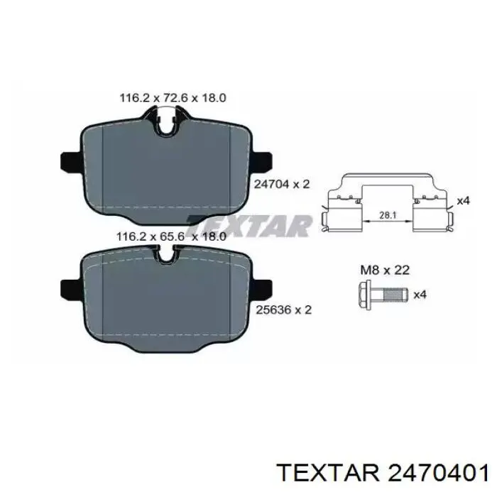 2470401 Textar Sapatas do freio traseiras de disco