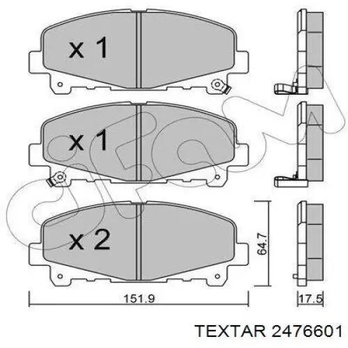 Compre 2476601 Textar Sapatas do freio dianteiras de disco