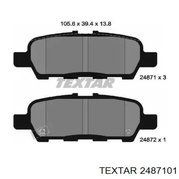 Sapatas do freio traseiras de disco Textar 2487101 preço, a partir de 34,18 USD