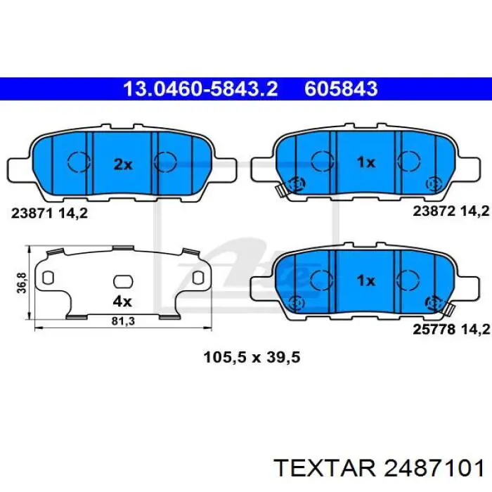 Compre 2487101 Textar Sapatas do freio traseiras de disco