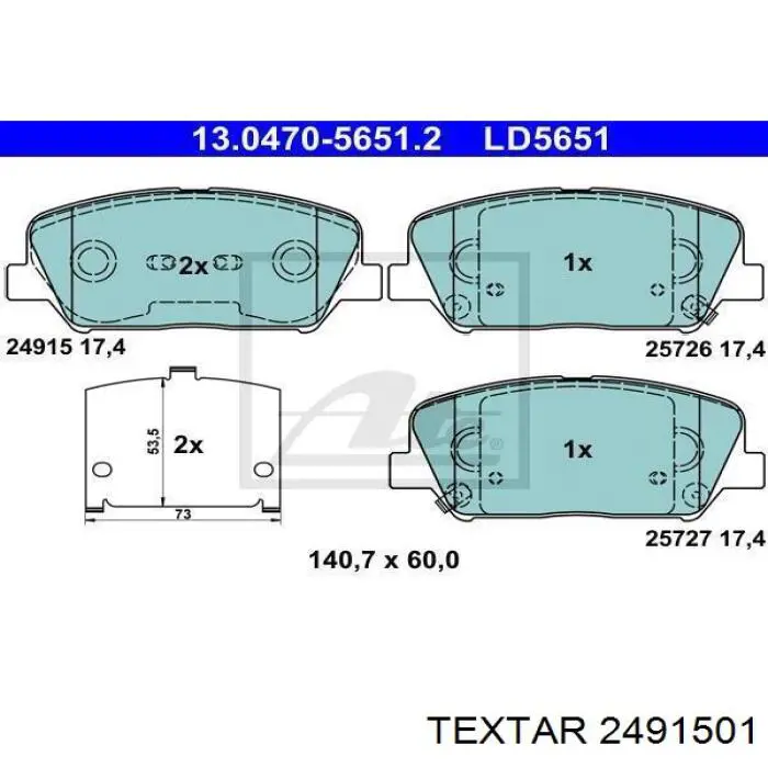 Compre 2491501 Textar Sapatas do freio dianteiras de disco