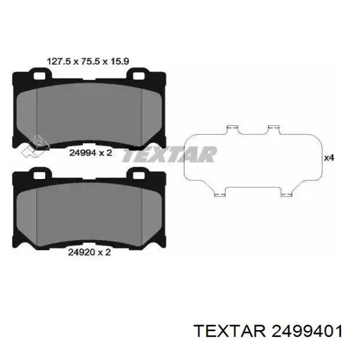 Sapatas do freio dianteiras de disco Textar 2499401 preço, a partir de 39,92 USD