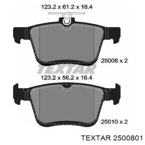 Sapatas do freio traseiras de disco Textar 2500801 preço, a partir de 29,12 USD
