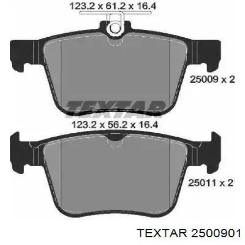 Sapatas do freio traseiras de disco Textar 2500901 preço, a partir de 33,07 USD