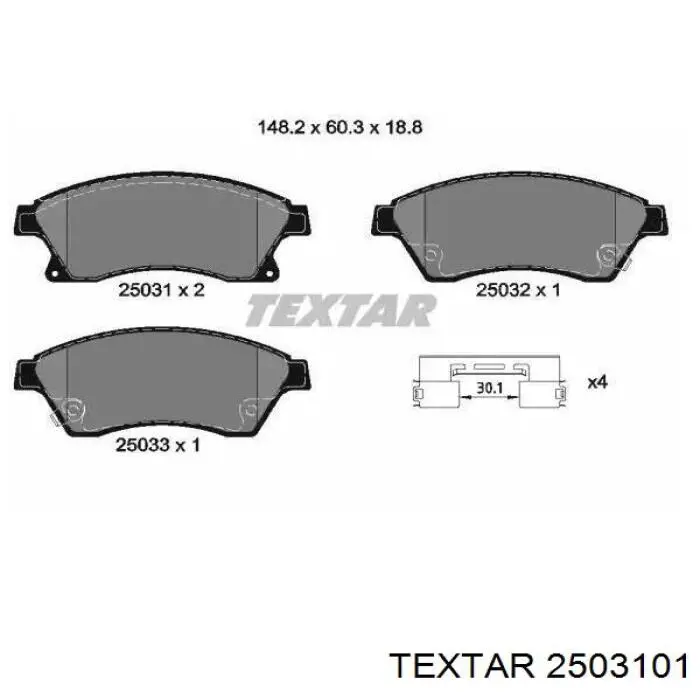 Sapatas do freio dianteiras de disco Textar 2503101 preço, a partir de 37,69 USD
