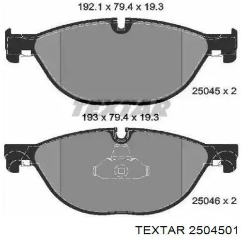Sapatas do freio dianteiras de disco Textar 2504501 preço, a partir de 62,43 USD