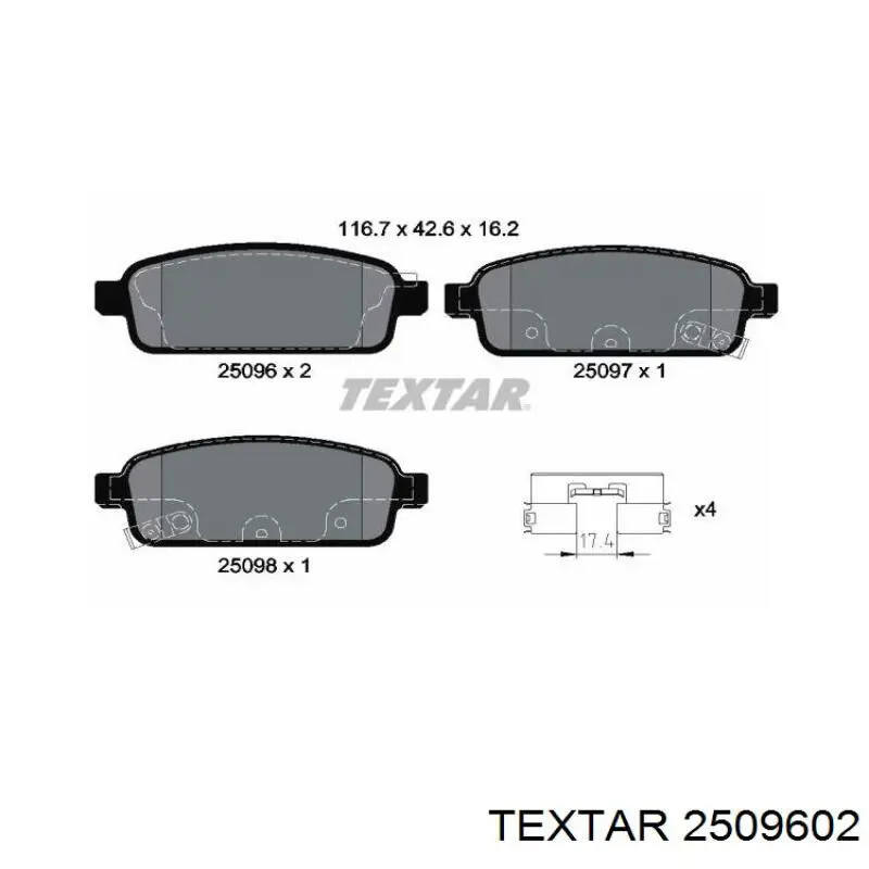 Compre 2509602 Textar Sapatas do freio traseiras de disco