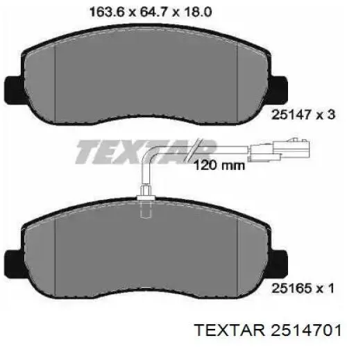 Sapatas do freio dianteiras de disco Textar 2514701 preço, a partir de 41,02 USD