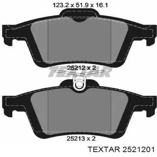 Sapatas do freio traseiras de disco Textar 2521201 preço, a partir de 24,45 USD