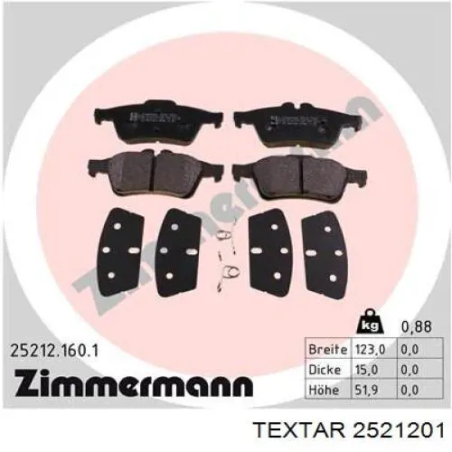 Compre 2521201 Textar Sapatas do freio traseiras de disco