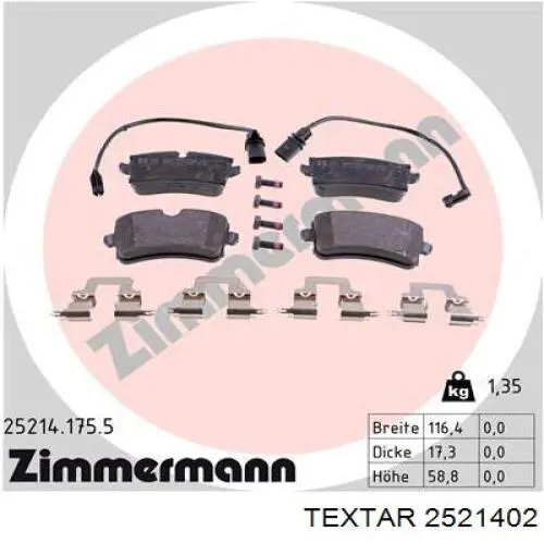 Compre 2521402 Textar Sapatas do freio traseiras de disco