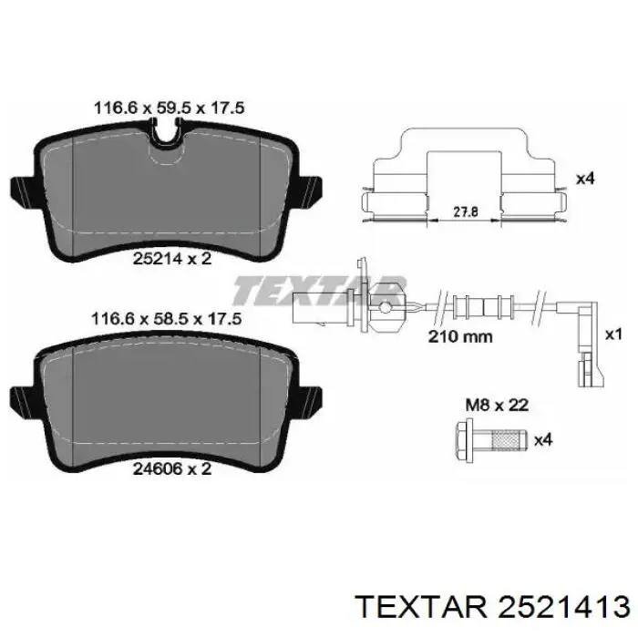 2521413 Textar Sapatas do freio traseiras de disco