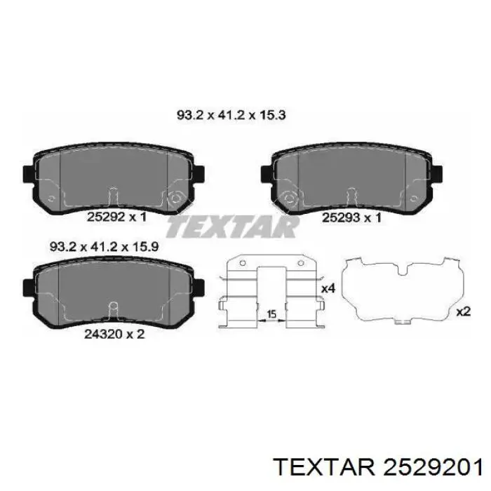 Sapatas do freio traseiras de disco Textar 2529201 preço, a partir de 27,73 USD