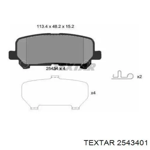 Sapatas do freio traseiras de disco Textar 2543401 preço, a partir de 37,99 USD