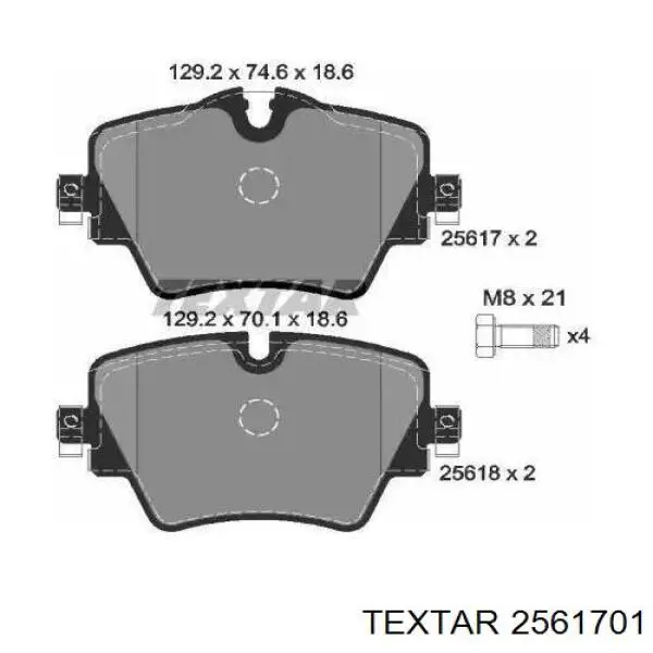 2561701 Textar Sapatas do freio dianteiras de disco