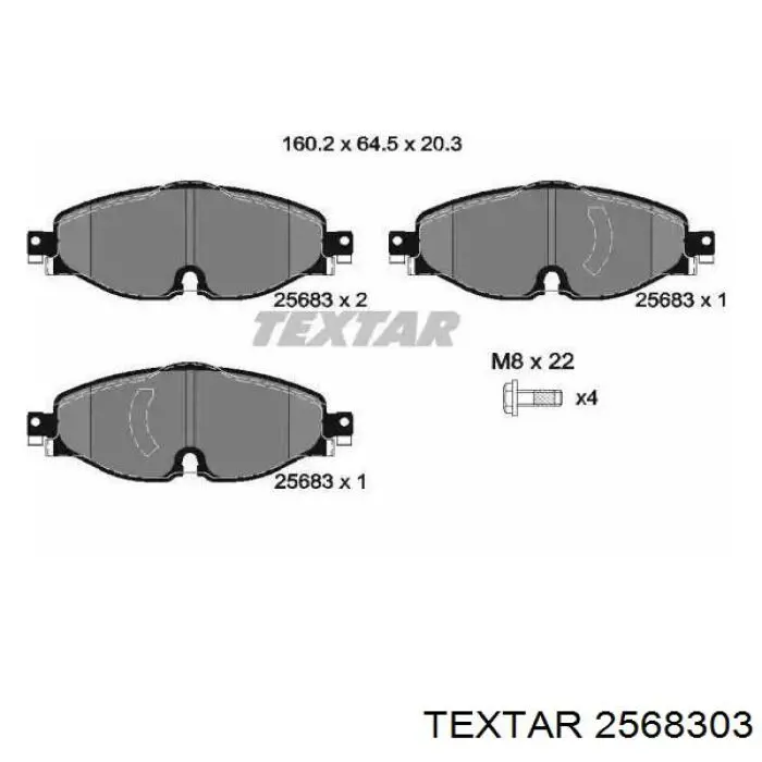 2568303 Textar Sapatas do freio dianteiras de disco