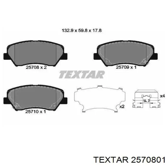 2570801 Textar Sapatas do freio dianteiras de disco